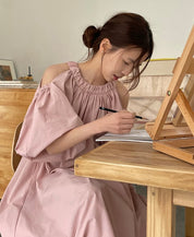 【大人気】ホルターネックカットスリーブマキシワンピース　３色展開 - select store mirror me【大人気】ホルターネックカットスリーブマキシワンピース　３色展開203424024mirror meselect store mirror me203424024ピンクS