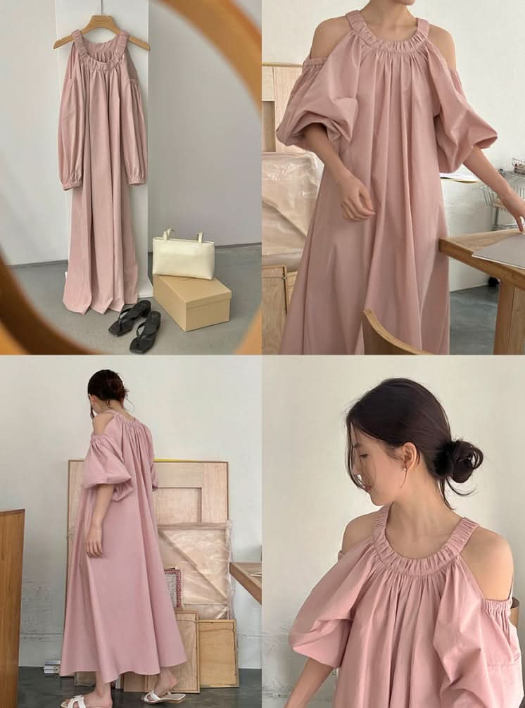 【大人気】ホルターネックカットスリーブマキシワンピース　３色展開 - select store mirror me【大人気】ホルターネックカットスリーブマキシワンピース　３色展開203424024mirror meselect store mirror me203424024ピンクS