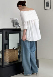 【動画あり】オーバーオフショルダーストレートトップス　３色展開 - select store mirror me【動画あり】オーバーオフショルダーストレートトップス　３色展開203427019mirror meselect store mirror me203427019ホワイト