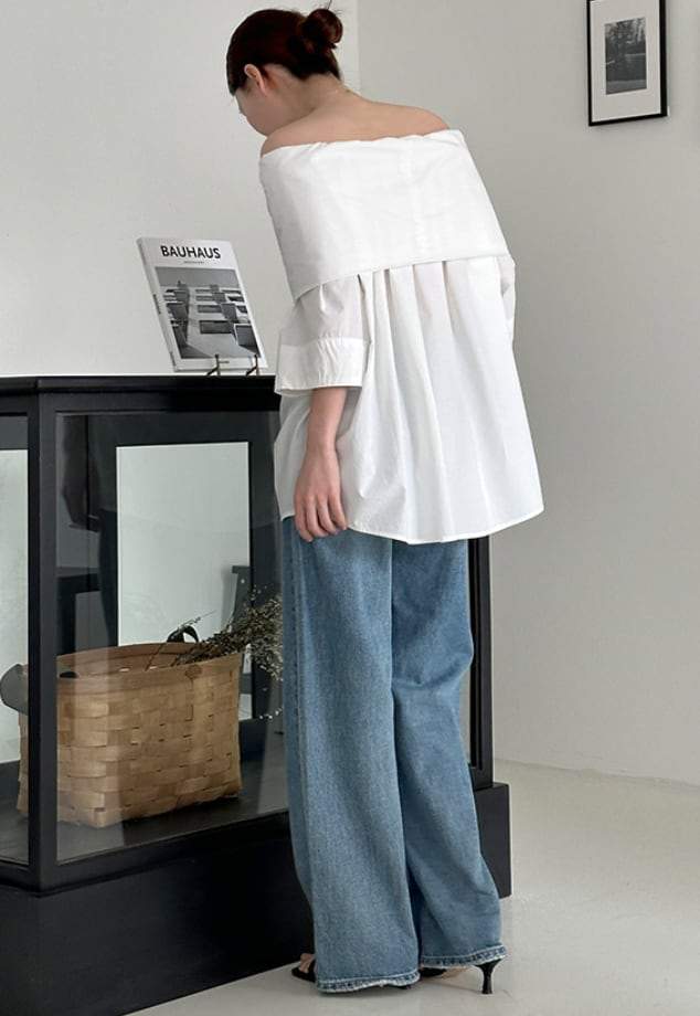【動画あり】オーバーオフショルダーストレートトップス　３色展開 - select store mirror me【動画あり】オーバーオフショルダーストレートトップス　３色展開203427019mirror meselect store mirror me203427019ホワイト