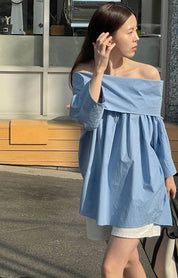 【動画あり】オーバーオフショルダーストレートトップス　３色展開 - select store mirror me【動画あり】オーバーオフショルダーストレートトップス　３色展開203427019mirror meselect store mirror me203427019ホワイト