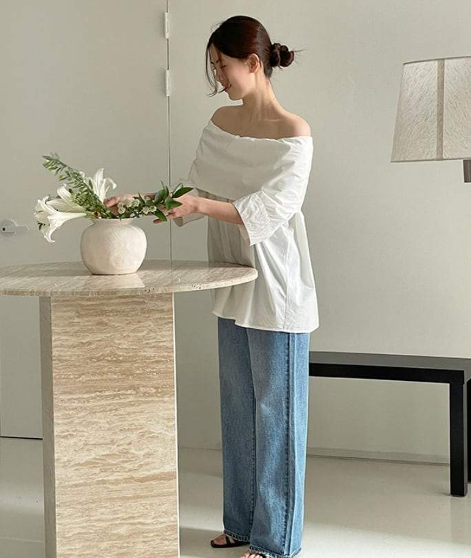 【動画あり】オーバーオフショルダーストレートトップス　３色展開 - select store mirror me【動画あり】オーバーオフショルダーストレートトップス　３色展開203427019mirror meselect store mirror me203427019ホワイト
