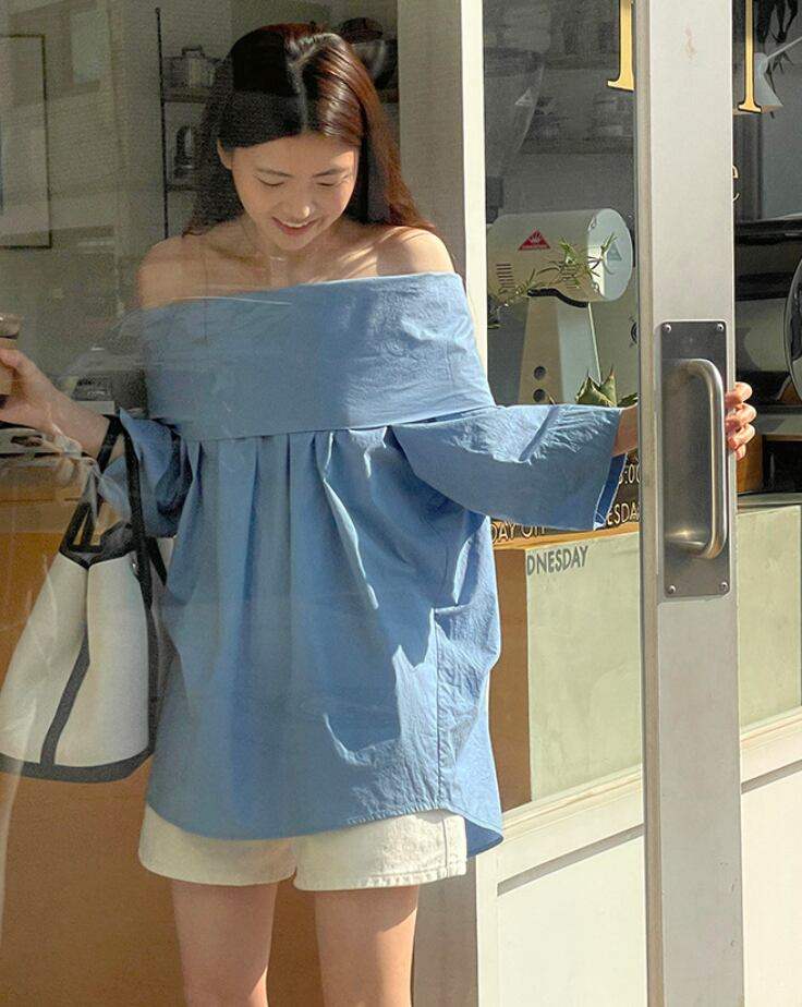 【動画あり】オーバーオフショルダーストレートトップス　３色展開 - select store mirror me【動画あり】オーバーオフショルダーストレートトップス　３色展開203427019mirror meselect store mirror me203427019ホワイト