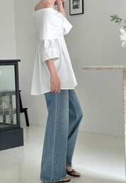 【動画あり】オーバーオフショルダーストレートトップス　３色展開 - select store mirror me【動画あり】オーバーオフショルダーストレートトップス　３色展開203427019mirror meselect store mirror me203427019ホワイト