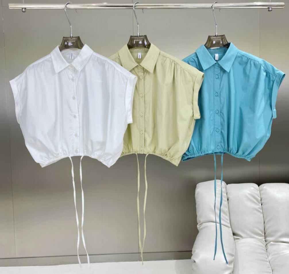 ノースリーブクロップドシャツトップス　３色展開 - select store mirror meノースリーブクロップドシャツトップス　３色展開205680185mirror meselect store mirror me205680185ホワイト