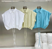 ノースリーブクロップドシャツトップス　３色展開 - select store mirror meノースリーブクロップドシャツトップス　３色展開205680185mirror meselect store mirror me205680185ホワイト