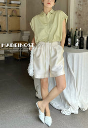 ノースリーブクロップドシャツトップス　３色展開 - select store mirror meノースリーブクロップドシャツトップス　３色展開205680185mirror meselect store mirror me205680185ホワイト
