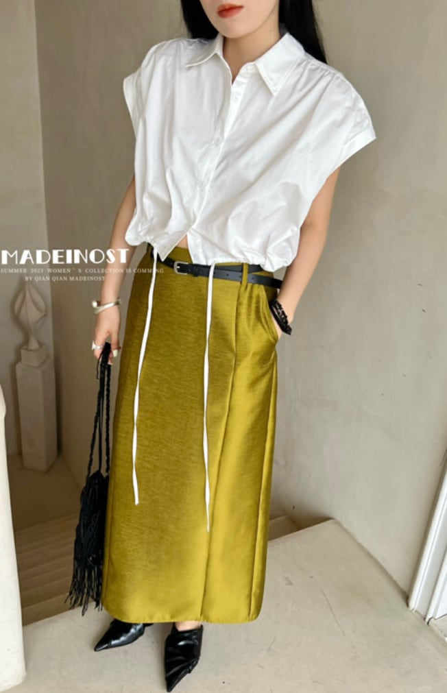 ノースリーブクロップドシャツトップス　３色展開 - select store mirror meノースリーブクロップドシャツトップス　３色展開205680185mirror meselect store mirror me205680185ホワイト