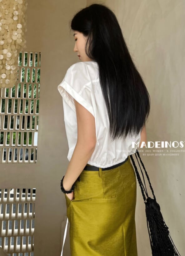 ノースリーブクロップドシャツトップス　３色展開 - select store mirror meノースリーブクロップドシャツトップス　３色展開205680185mirror meselect store mirror me205680185ホワイト