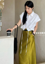 ノースリーブクロップドシャツトップス　３色展開 - select store mirror meノースリーブクロップドシャツトップス　３色展開205680185mirror meselect store mirror me205680185ホワイト