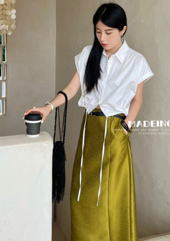 ノースリーブクロップドシャツトップス　３色展開 - select store mirror meノースリーブクロップドシャツトップス　３色展開205680185mirror meselect store mirror me205680185ホワイト