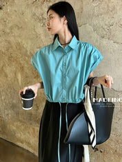 ノースリーブクロップドシャツトップス　３色展開 - select store mirror meノースリーブクロップドシャツトップス　３色展開205680185mirror meselect store mirror me205680185ホワイト