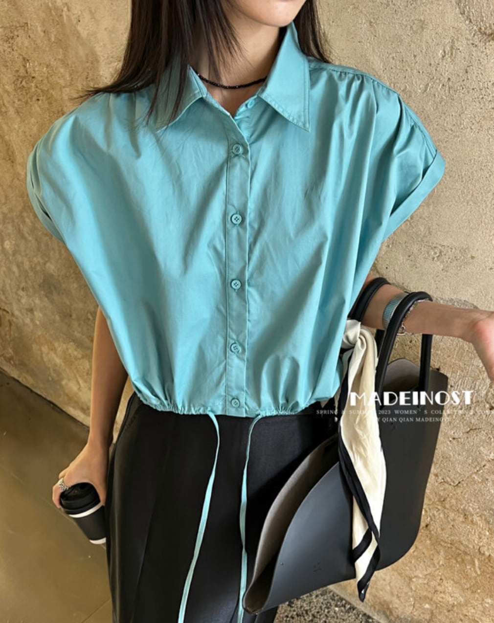 ノースリーブクロップドシャツトップス　３色展開 - select store mirror meノースリーブクロップドシャツトップス　３色展開205680185mirror meselect store mirror me205680185ホワイト
