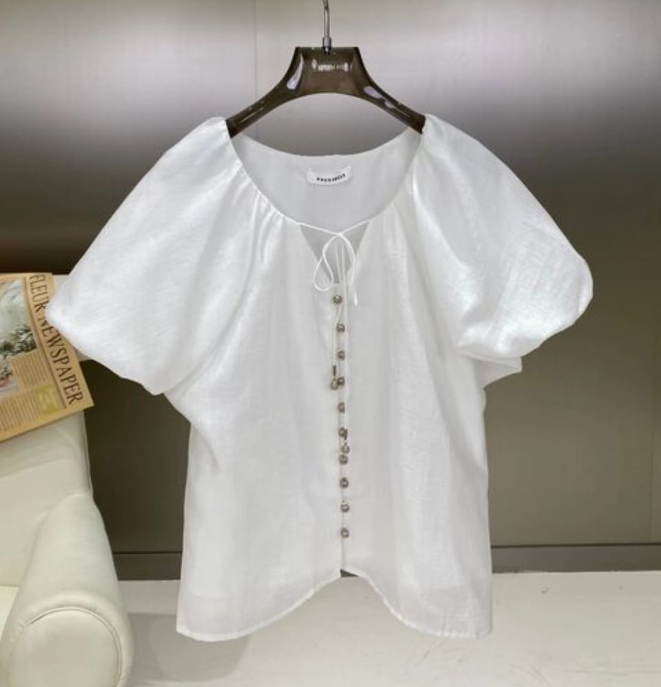 パフデザインスリーブボタントップス　３色展開 - select store mirror meパフデザインスリーブボタントップス　３色展開205687630mirror meselect store mirror me205687630ホワイト