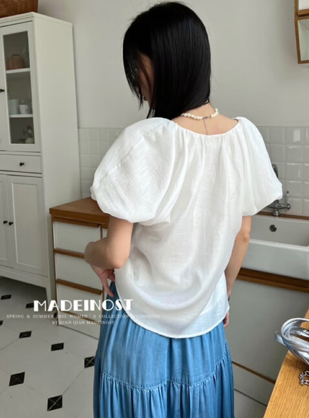 パフデザインスリーブボタントップス　３色展開 - select store mirror meパフデザインスリーブボタントップス　３色展開205687630mirror meselect store mirror me205687630ホワイト