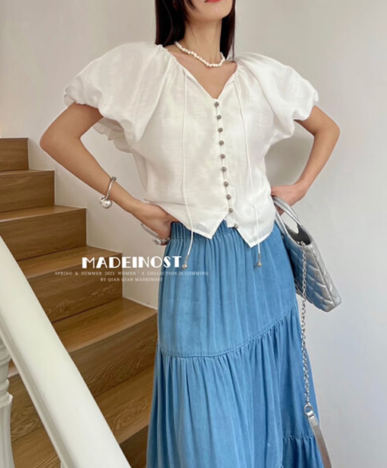 パフデザインスリーブボタントップス　３色展開 - select store mirror meパフデザインスリーブボタントップス　３色展開205687630mirror meselect store mirror me205687630ホワイト
