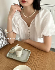 パフデザインスリーブボタントップス　３色展開 - select store mirror meパフデザインスリーブボタントップス　３色展開205687630mirror meselect store mirror me205687630ホワイト