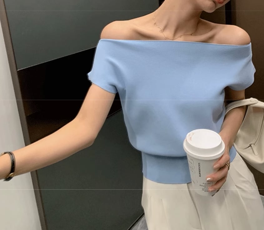 サマーニットオフショルダートップス　３色展開 - select store mirror meサマーニットオフショルダートップス　３色展開207590186mirror meselect store mirror me207590186アイボリーS