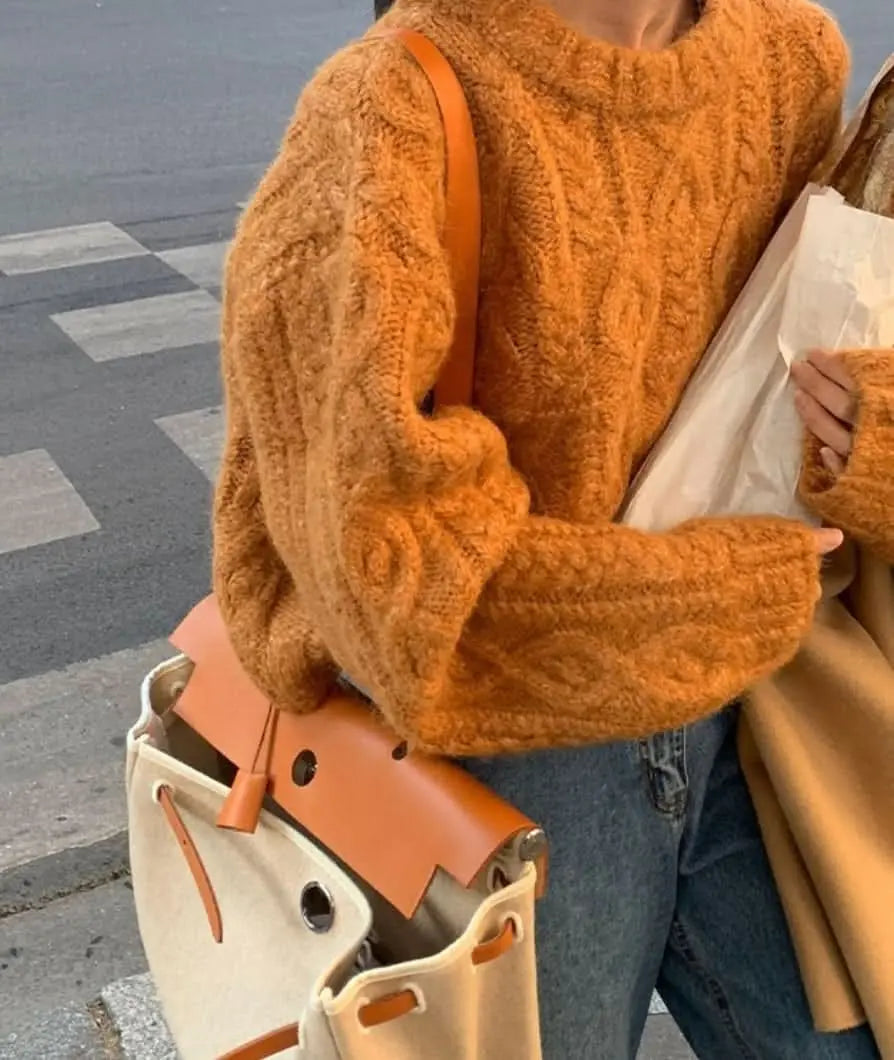 ノルディックケーブルニットセーター　３色展開 mirror me