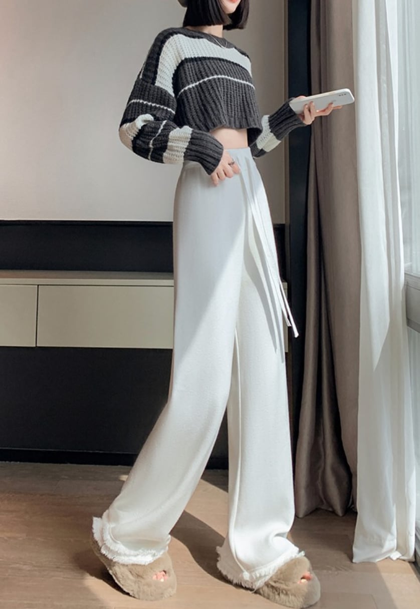 【動画あり】裾ダブルフリンジニットワイドパンツ　３色展開 - select store mirror me【動画あり】裾ダブルフリンジニットワイドパンツ　３色展開221848062mirror meselect store mirror me221848062ホワイト