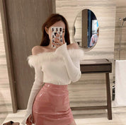 ＜インスタグラマー様ご愛用＞【動画あり】ボリュームファーネックスリットニットトップス　３色展開 - select store mirror me＜インスタグラマー様ご愛用＞【動画あり】ボリュームファーネックスリットニットトップス　３色展開76987381mirror meselect store mirror me76987381ホワイト