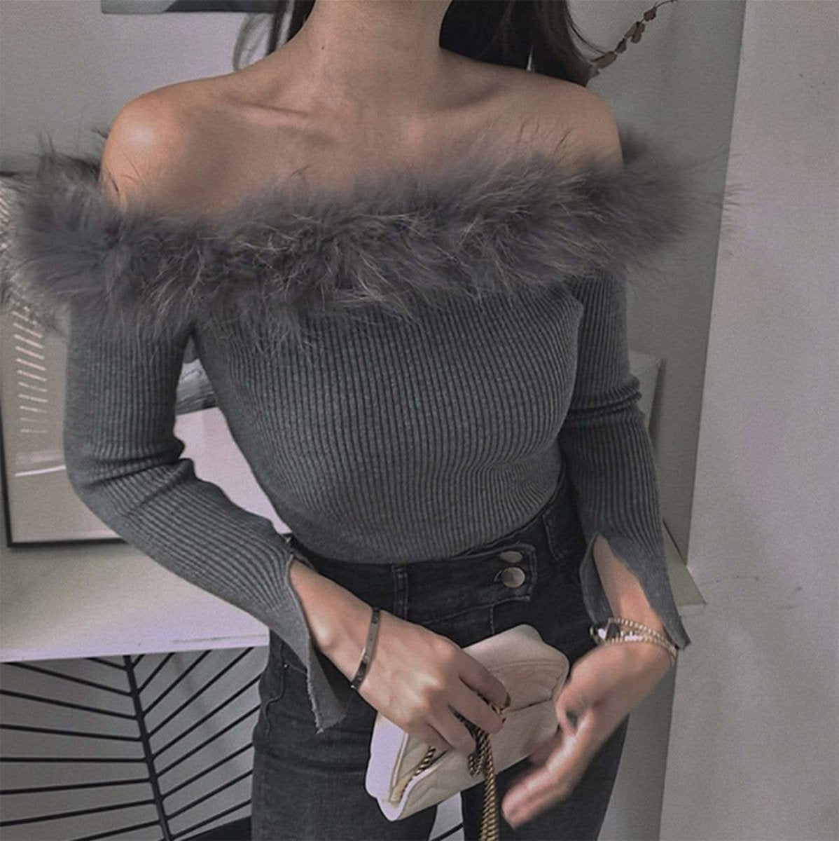 ＜インスタグラマー様ご愛用＞【動画あり】ボリュームファーネックスリットニットトップス　３色展開 - select store mirror me＜インスタグラマー様ご愛用＞【動画あり】ボリュームファーネックスリットニットトップス　３色展開76987381mirror meselect store mirror me76987381ホワイト