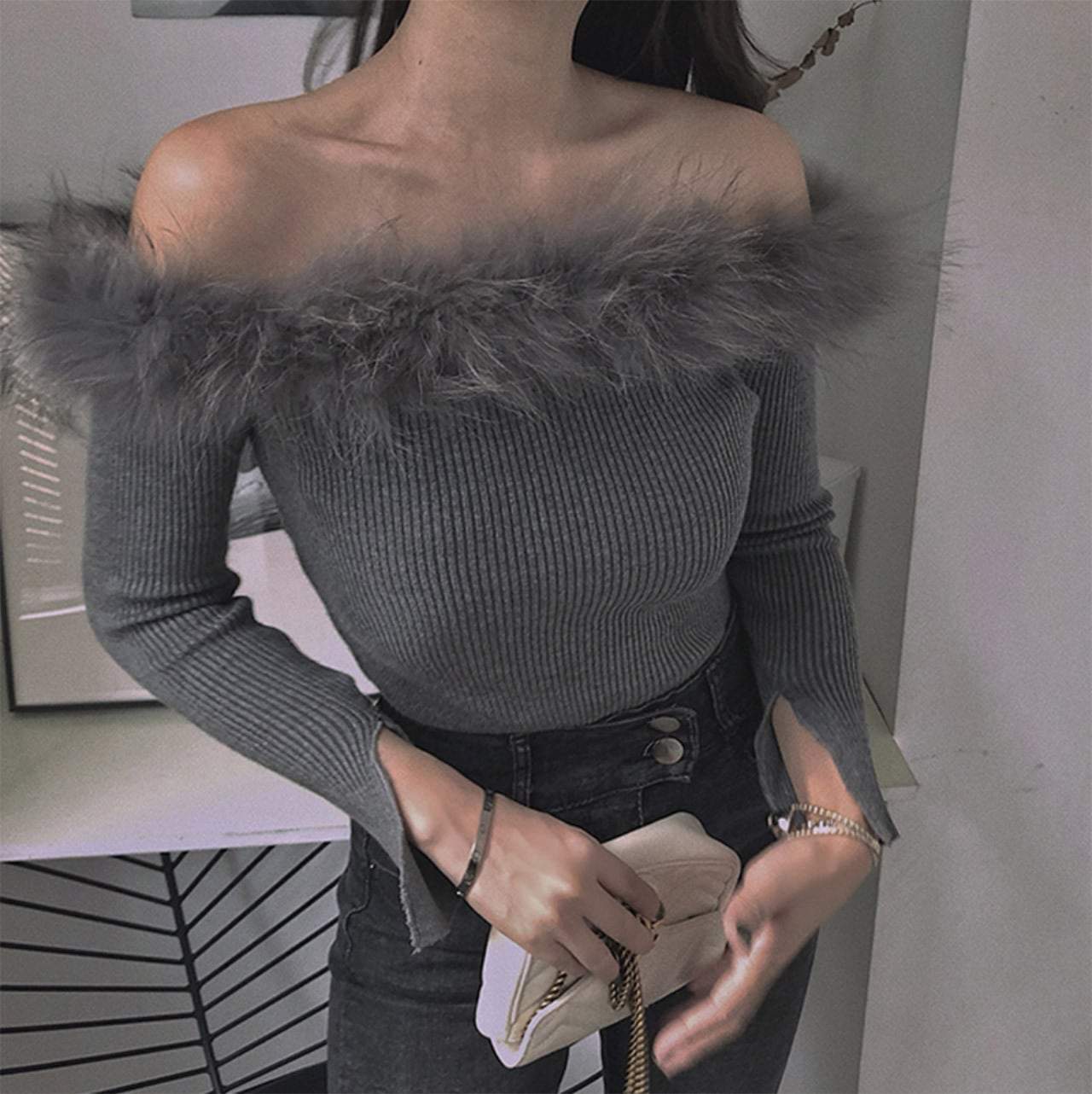 ＜インスタグラマー様ご愛用＞【動画あり】ボリュームファーネックスリットニットトップス　３色展開 - select store mirror me＜インスタグラマー様ご愛用＞【動画あり】ボリュームファーネックスリットニットトップス　３色展開76987381mirror meselect store mirror me76987381ホワイト