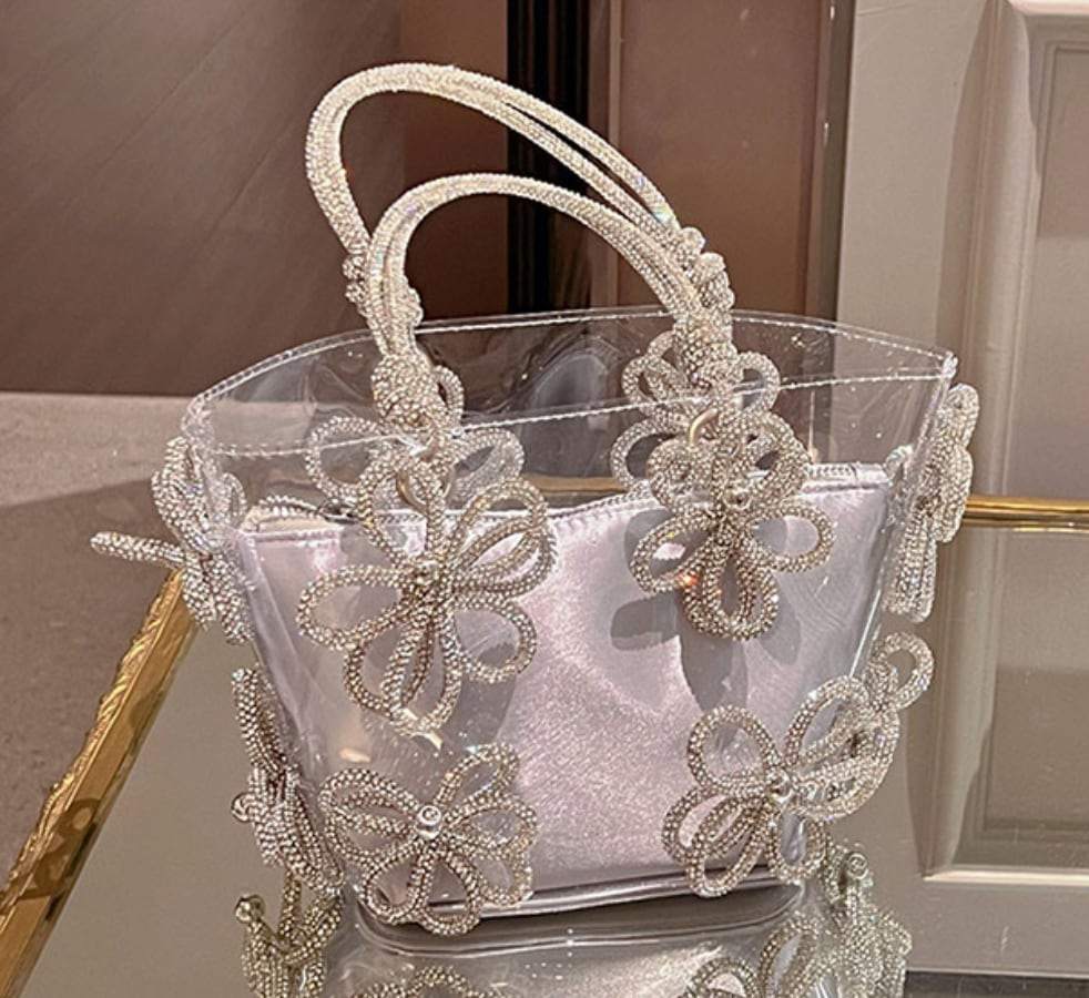 【動画あり】フラワービジューハイデザインクリアバッグ　３種３色展開 - select store mirror me【動画あり】フラワービジューハイデザインクリアバッグ　３種３色展開206542803mirror meselect store mirror me206542803シルバー×小サイズ