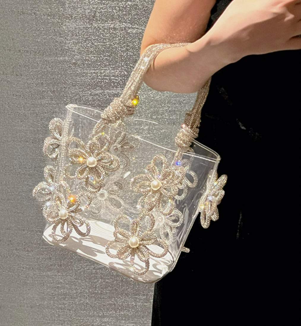 【動画あり】フラワービジューハイデザインクリアバッグ　３種３色展開 - select store mirror me【動画あり】フラワービジューハイデザインクリアバッグ　３種３色展開206542803mirror meselect store mirror me206542803シルバー×小サイズ