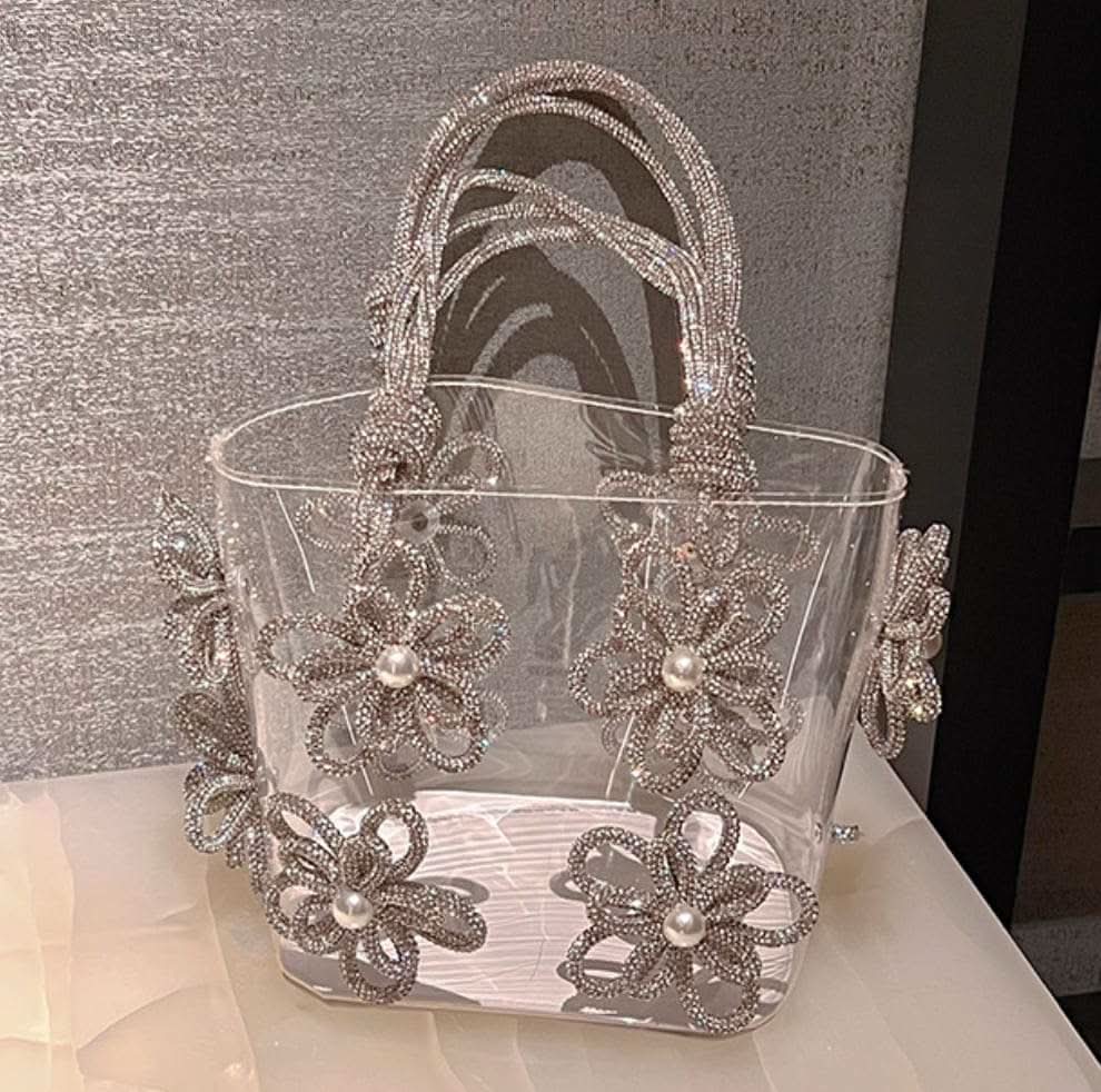 【動画あり】フラワービジューハイデザインクリアバッグ　３種３色展開 - select store mirror me【動画あり】フラワービジューハイデザインクリアバッグ　３種３色展開206542803mirror meselect store mirror me206542803シルバー×小サイズ