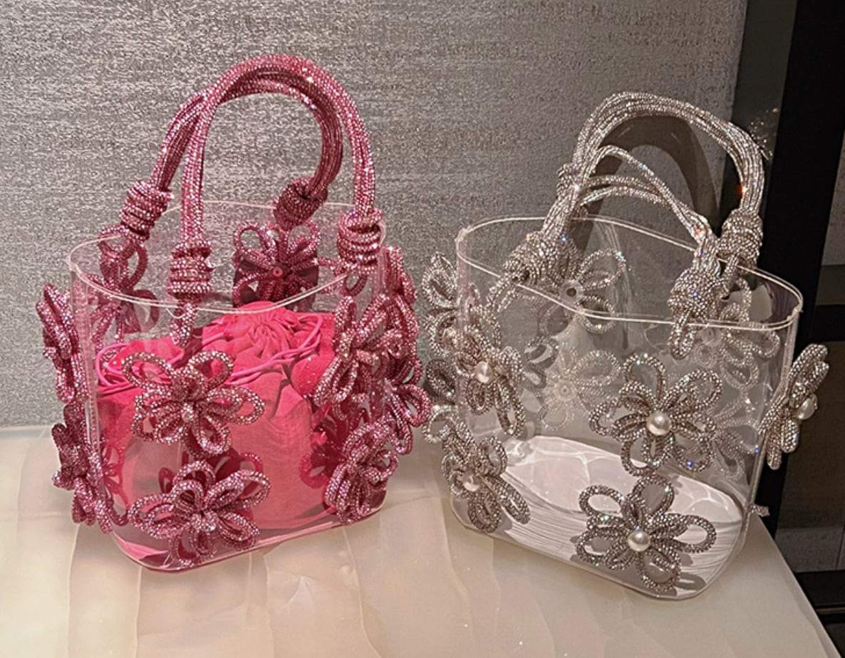 【動画あり】フラワービジューハイデザインクリアバッグ　３種３色展開 - select store mirror me【動画あり】フラワービジューハイデザインクリアバッグ　３種３色展開206542803mirror meselect store mirror me206542803シルバー×小サイズ