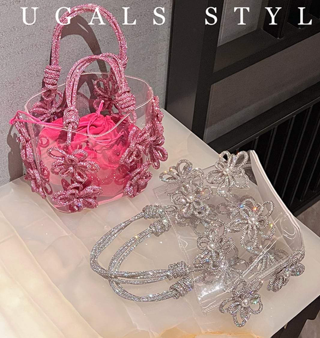 【動画あり】フラワービジューハイデザインクリアバッグ　３種３色展開 - select store mirror me【動画あり】フラワービジューハイデザインクリアバッグ　３種３色展開206542803mirror meselect store mirror me206542803シルバー×小サイズ