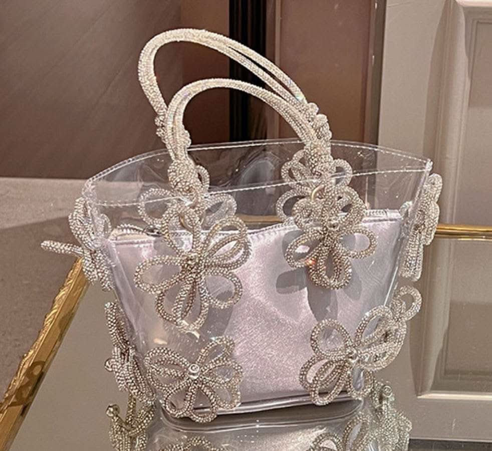 【動画あり】フラワービジューハイデザインクリアバッグ　３種３色展開 - select store mirror me【動画あり】フラワービジューハイデザインクリアバッグ　３種３色展開206542803mirror meselect store mirror me206542803シルバー×小サイズ