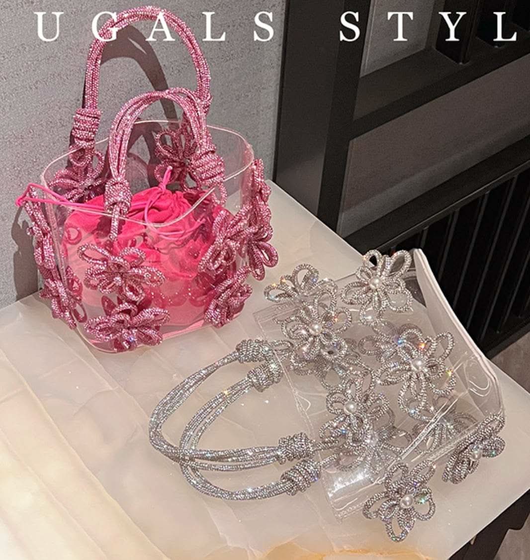 【動画あり】フラワービジューハイデザインクリアバッグ　３種３色展開 - select store mirror me【動画あり】フラワービジューハイデザインクリアバッグ　３種３色展開206542803mirror meselect store mirror me206542803シルバー×小サイズ