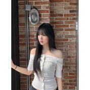 小花柄ワンショルダートップス