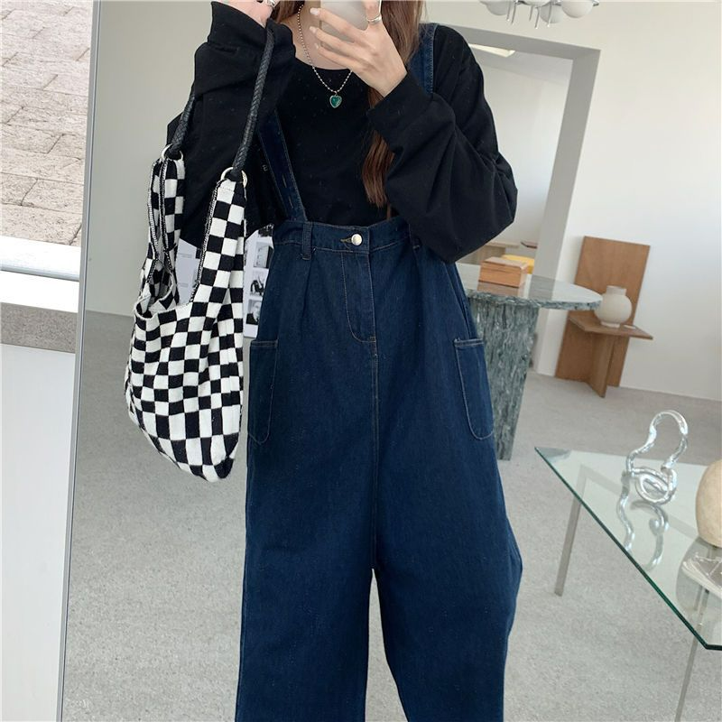 デニムハイウエストサロペットパンツ