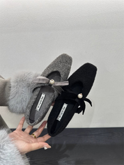 ベルベットリボンフラットシューズ