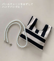 【動画あり】３WAYパールチェーンストライプバッグ - select store mirror me【動画あり】３WAYパールチェーンストライプバッグmirror meselect store mirror meフリーサイズ