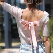 【動画あり】バックカラーリボン五分丈リブニット　４色展開 - select store mirror me【動画あり】バックカラーリボン五分丈リブニット　４色展開101996432mirror meselect store mirror me101996432ホワイト