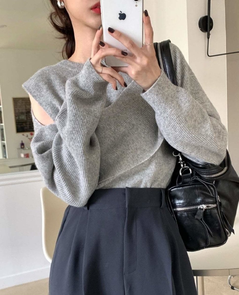 ミックスデザインカットルーズニット　４色展開 - select store mirror meミックスデザインカットルーズニット　４色展開159911847mirror meselect store mirror me159911847ベージュ