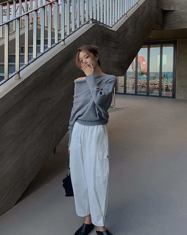 【動画あり】オフショルダードレープニットトップス　４色展開 - select store mirror me【動画あり】オフショルダードレープニットトップス　４色展開187956438mirror meselect store mirror me187956438ホワイト