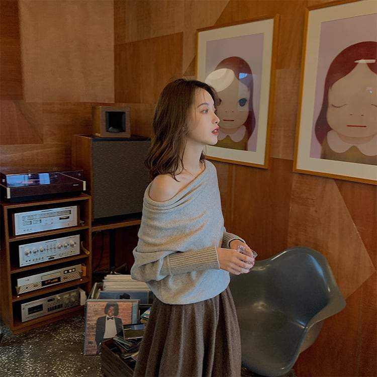 【動画あり】オフショルダードレープニットトップス　４色展開 - select store mirror me【動画あり】オフショルダードレープニットトップス　４色展開187956438mirror meselect store mirror me187956438ホワイト