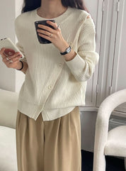 ウール混カットショルダーボタンニットトップス　４色展開 - select store mirror meウール混カットショルダーボタンニットトップス　４色展開190133082mirror meselect store mirror me190133082ホワイト