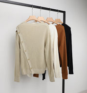 ウール混カットショルダーボタンニットトップス　４色展開 - select store mirror meウール混カットショルダーボタンニットトップス　４色展開190133082mirror meselect store mirror me190133082ホワイト