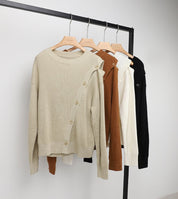 ウール混カットショルダーボタンニットトップス　４色展開 - select store mirror meウール混カットショルダーボタンニットトップス　４色展開190133082mirror meselect store mirror me190133082ホワイト