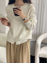 ウール混カットショルダーボタンニットトップス　４色展開 - select store mirror meウール混カットショルダーボタンニットトップス　４色展開190133082mirror meselect store mirror me190133082ホワイト