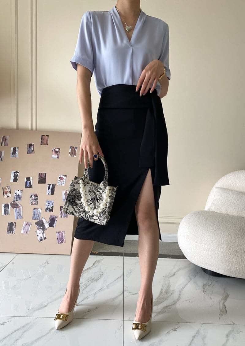 【動画あり】美シルエットウエストリボンスリットスカート　４色展開 - select store mirror me【動画あり】美シルエットウエストリボンスリットスカート　４色展開190816118mirror meselect store mirror me190816118アイボリーS