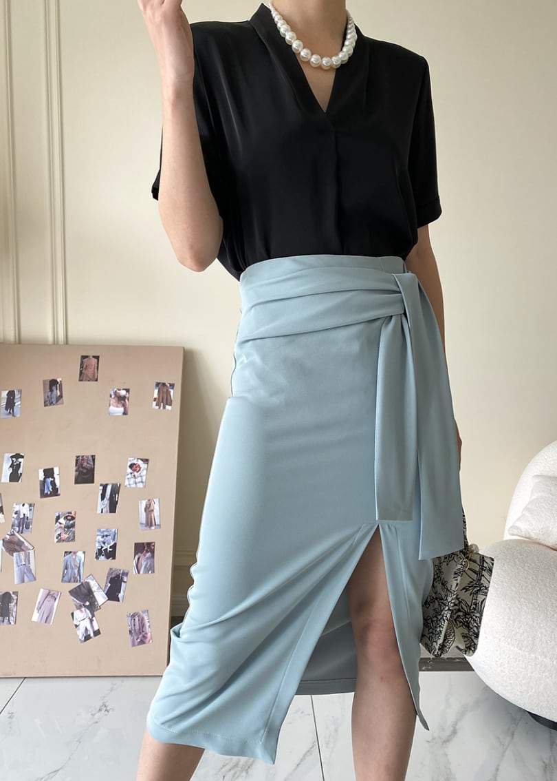 【動画あり】美シルエットウエストリボンスリットスカート　４色展開 - select store mirror me【動画あり】美シルエットウエストリボンスリットスカート　４色展開190816118mirror meselect store mirror me190816118アイボリーS