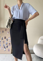 【動画あり】美シルエットウエストリボンスリットスカート　４色展開 - select store mirror me【動画あり】美シルエットウエストリボンスリットスカート　４色展開190816118mirror meselect store mirror me190816118アイボリーS