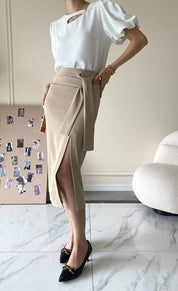 【動画あり】美シルエットウエストリボンスリットスカート　４色展開 - select store mirror me【動画あり】美シルエットウエストリボンスリットスカート　４色展開190816118mirror meselect store mirror me190816118アイボリーS